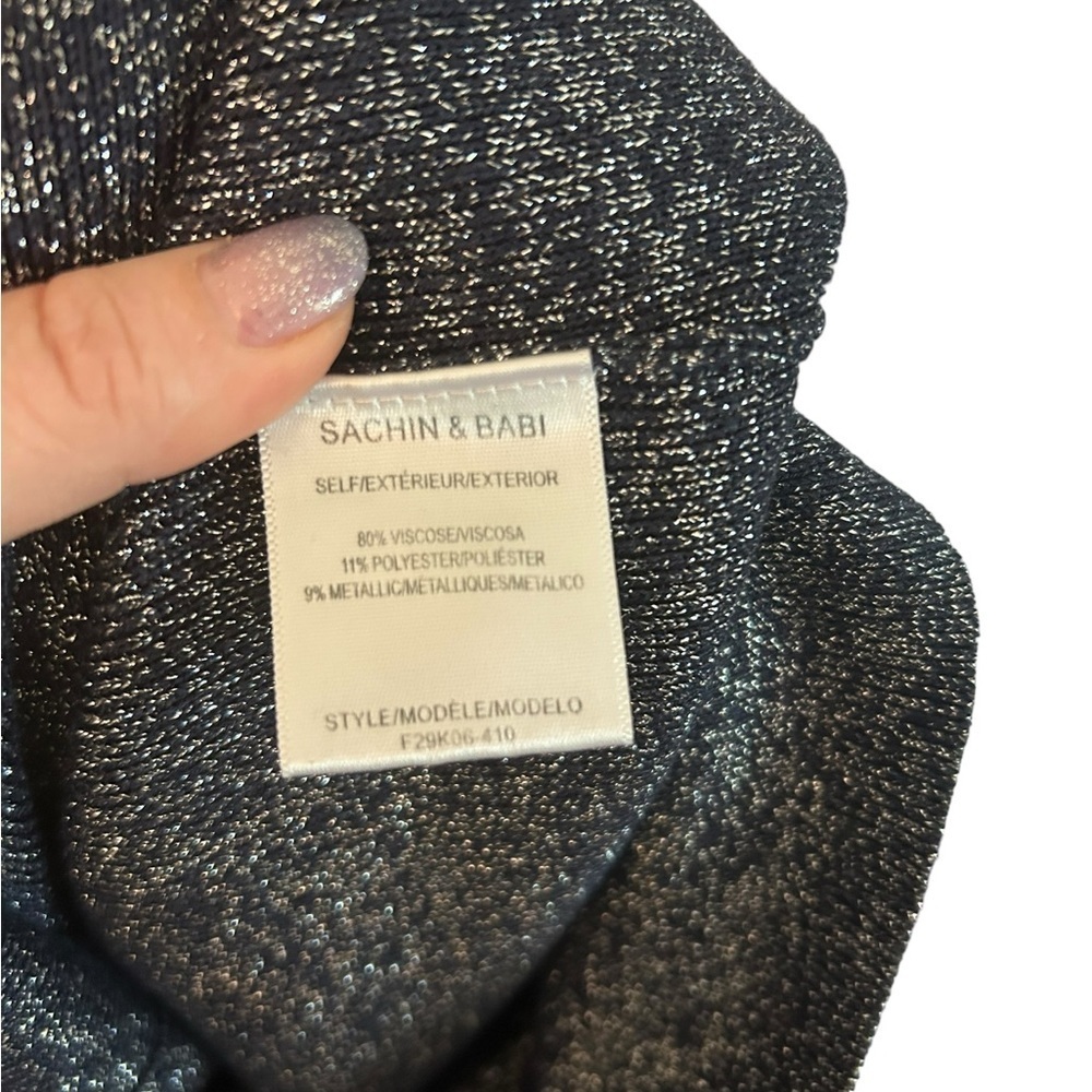 Sachin & Babi Amelie Metallic Navy Blue Knit Sweater Dress Women’s Size Small - Picture 10 of 14
